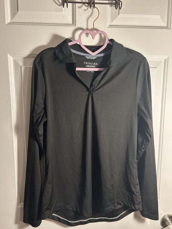 Primark Tops - Primark Women's Performance Long Sleeve Polo Shirt Black
